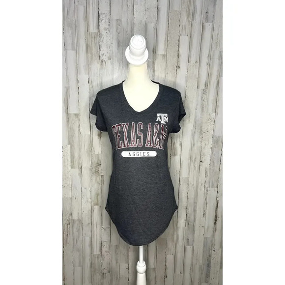 NWT Texas A&M Aggies Women's V-Neck T-Shirt Gray Size Small Short Sleeve - Picture 1 of 5